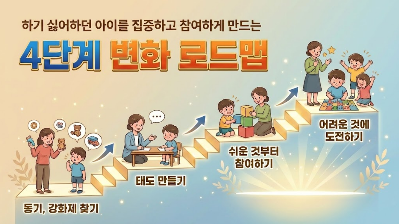 『무료』 싫어하던 아이를 집중하고 참여하게 만드는 '4단계 변화 로드맵'